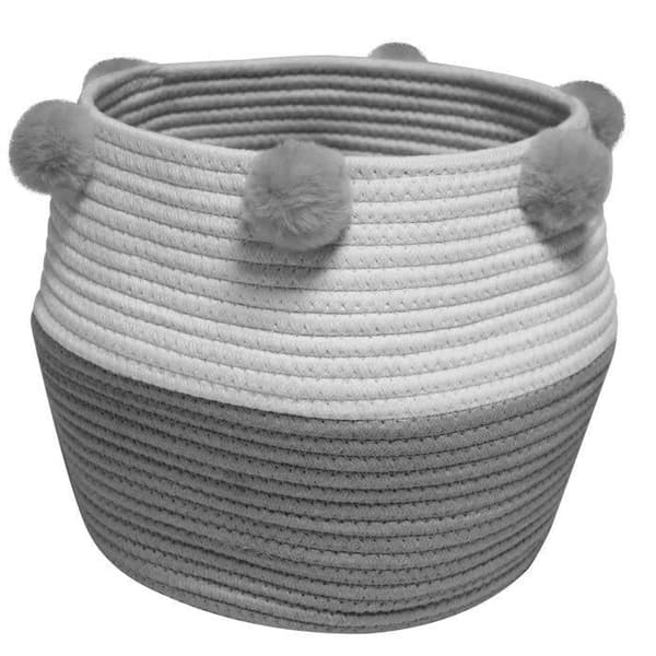 KORG+POMPONS (0)30 x HT 26 CM BICOLOR BOMULL SUZY GRÅ/VITT (0)30 x H 26 CM