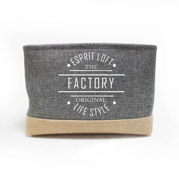Korg - LIVSSTIL - 34x24x22 cm - Tryckt polyester - Jute - Grå