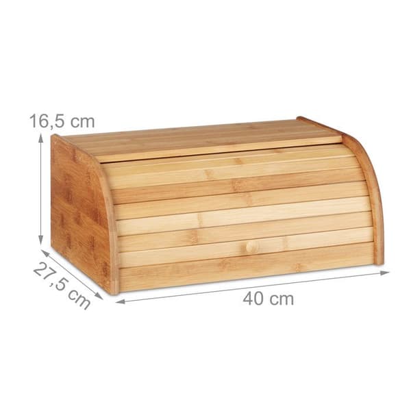 Relaxdays Brödbox i bambu, HxBxD: 16,5 x 40 x 27,5 cm, glidande lock för färskt bröd, brödlåda, natur