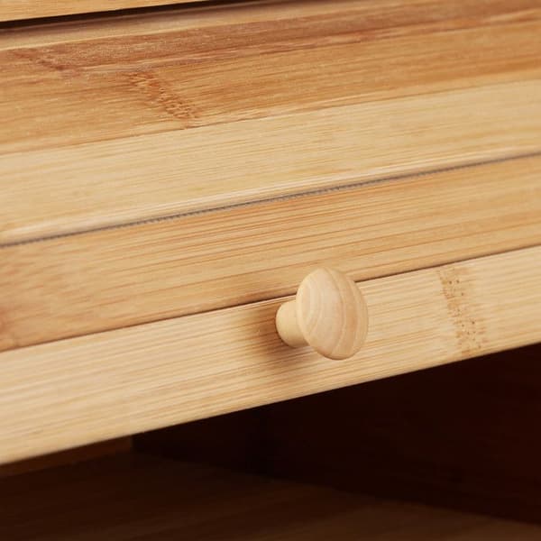 Relaxdays Brödbox i bambu, HxBxD: 16,5 x 40 x 27,5 cm, glidande lock för färskt bröd, brödlåda, natur