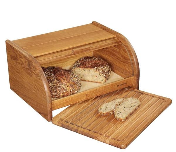 Zassenhaus - ZA-65091 - Lantbrödslåda med rulllock och skärbräda i ek 40 x 30 x 20 cm