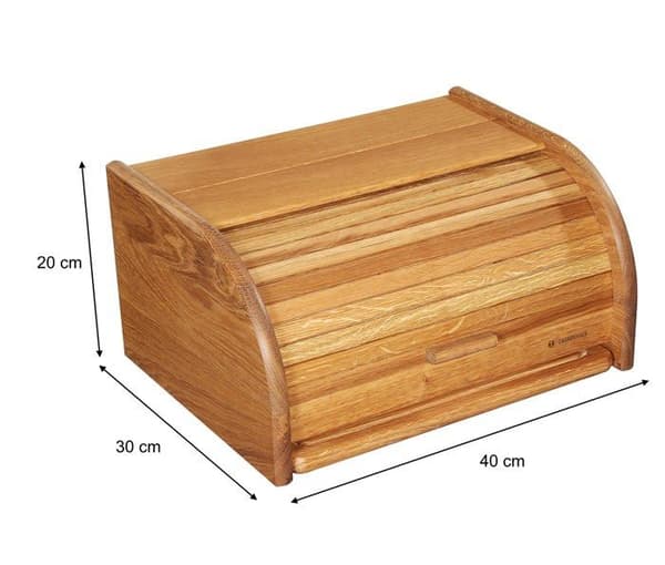 Zassenhaus - ZA-65091 - Lantbrödslåda med rulllock och skärbräda i ek 40 x 30 x 20 cm