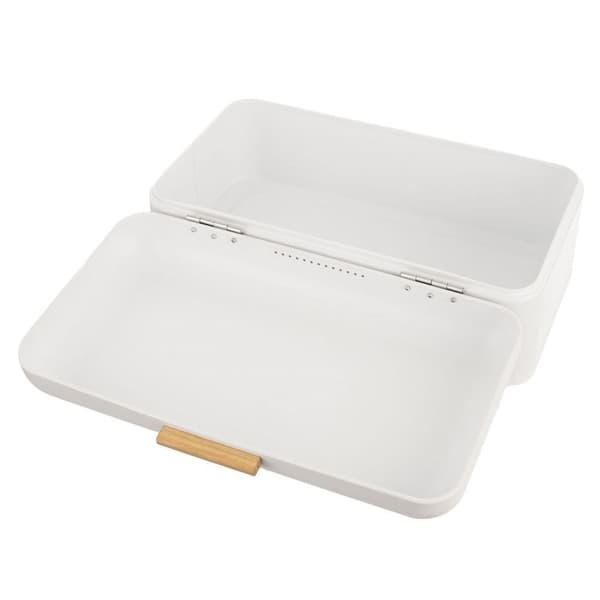 Brödlåda i metall, burk, köksbehållare för bröd, vitt WHITELINE bröd, 42x24x16,5 cm