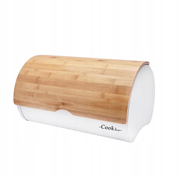 SABROSO valkoinen emaloitu leipäastia bambukuorella 38x25x18cm CHM