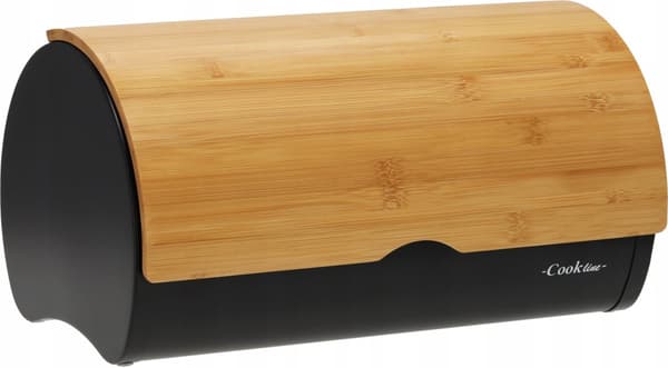 SABROSO svart emaljerad brödlåda med bambuöverdrag 38x25x18cm CHM