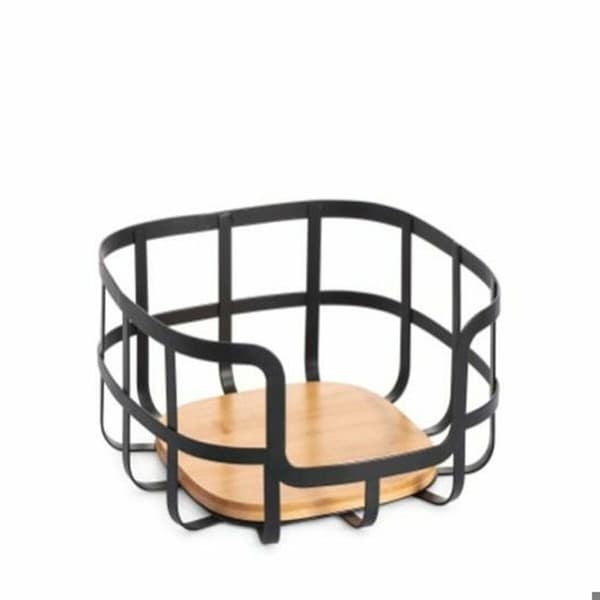 Fruktkorg - DKD Home Decor - Stål - Svart - 24x24x12,7 cm - Kökstillbehör