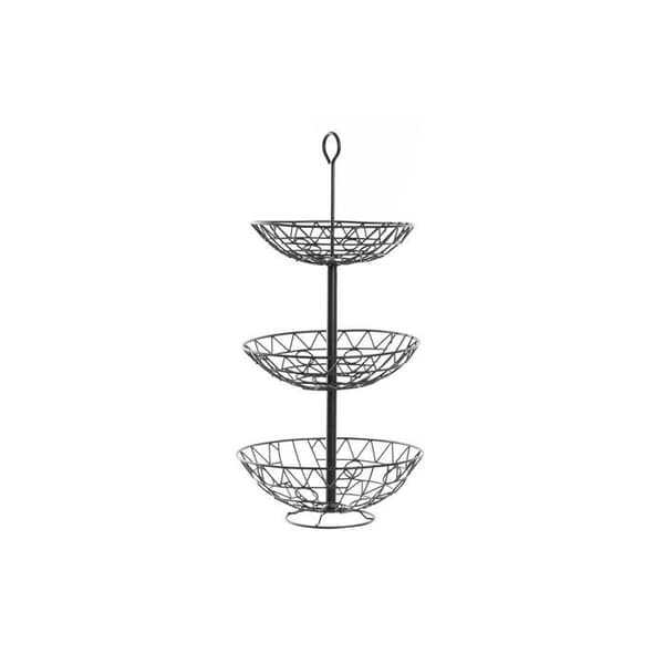 Fruktskål - DKD Home Decor - Metall - Svart - Geometrisk design - 28x28x58 cm