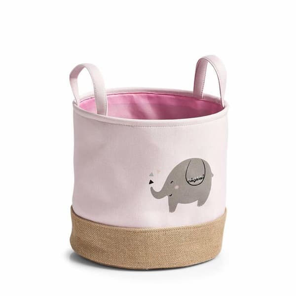 Corbeille - Zeller korg - 14277 - Förvaringskorg i polyester och juteväv, Rosa, ca. Ø 30 x 29 cm