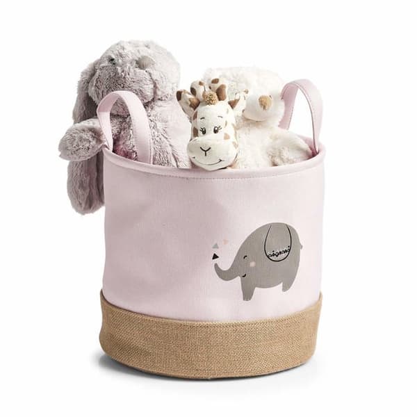 Corbeille - Zeller korg - 14277 - Förvaringskorg i polyester och juteväv, Rosa, ca. Ø 30 x 29 cm
