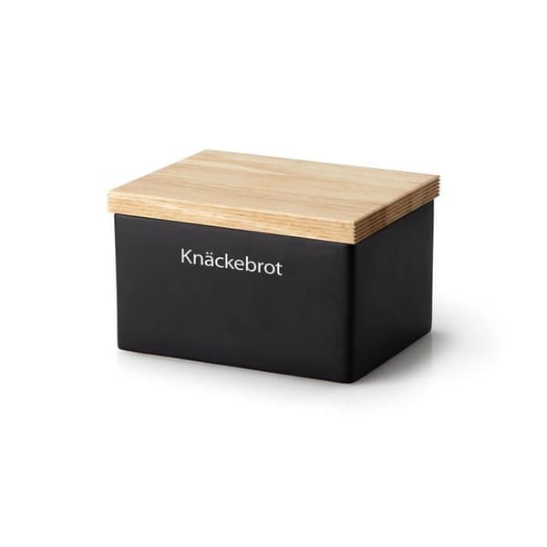 Continenta - 3750 - Förvaringslåda med Trälock Keramikförvaringslåda Svart 17.5x13.5x11cm