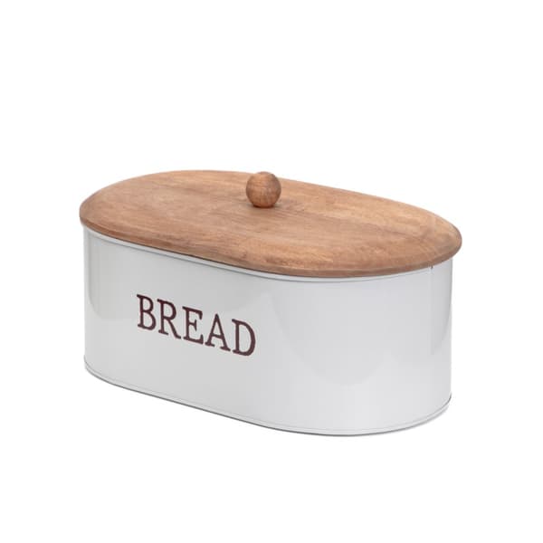 Brødkasse | CONTI | grå med trælåg | 35x19x13 cm | 872339