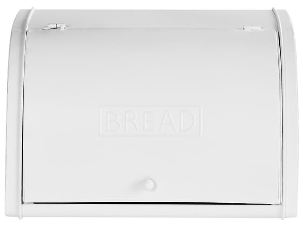 Brødkasse med Låg Hvid Metal Brødboks til Køkken Opbevaring Brød Holder Box Brødopbevaring