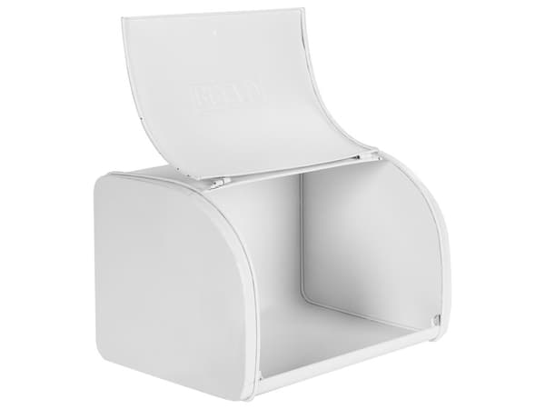 Brødboks Hvit Metall 39 x 24 x 21 cm Lokk Dekorativ tekst Moderne design Kjøkkenutstyr