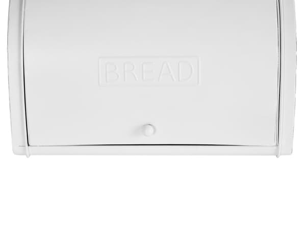 Brødboks Hvit Metall 39 x 24 x 21 cm Lokk Dekorativ tekst Moderne design Kjøkkenutstyr