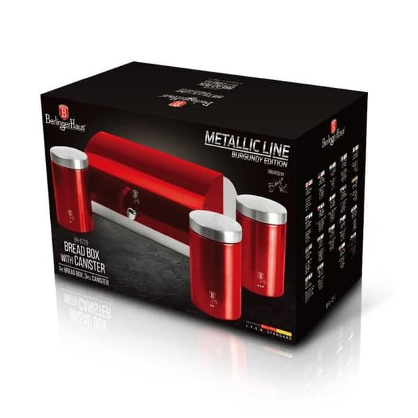 BERLINGERHAUS Brödbox och set med livsmedelsbehållare 4 st Bourgogne Metallisk Linje BH-6729