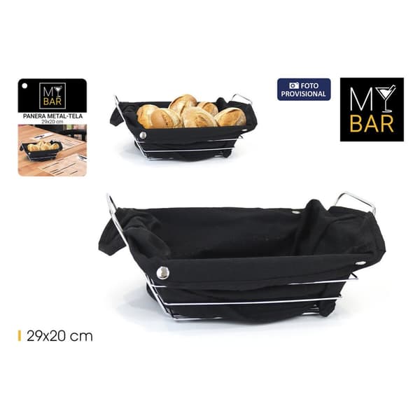 Brödkorg My Bar Svart Metall Rektangulär 29 x 20 x 11,7 cm (12 antal)
