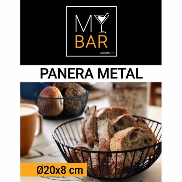 Brödkorg My Bar Svart Metall Rund 20 x 8 cm (12 antal)