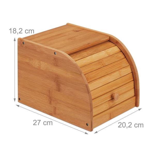 Brödbox - Relaxdays - 10024208 - Bambuträ - Skjutlock - 27x20,2x18,2 cm
