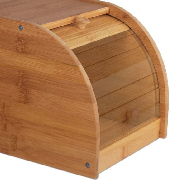 Brödbox - Relaxdays - 10024208 - Bambuträ - Skjutlock - 27x20,2x18,2 cm
