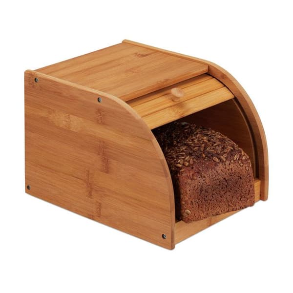 Brödbox - Relaxdays - 10024208 - Bambuträ - Skjutlock - 27x20,2x18,2 cm