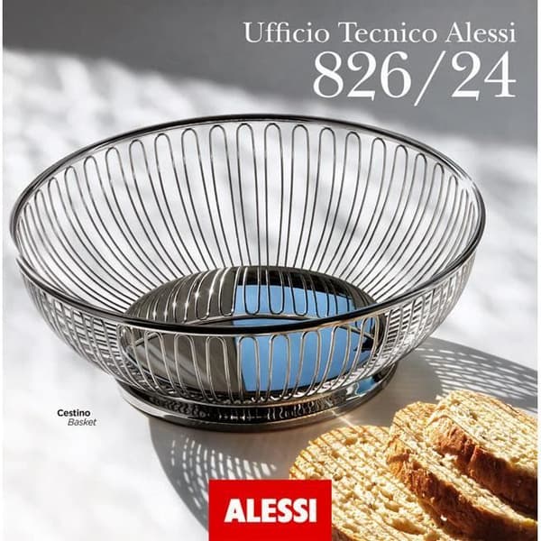Rund korg - Alessi - 826-24 - Blank stål - Ø24,5 cm - H.8,5 cm