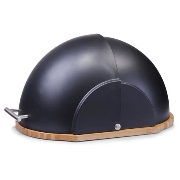 Brödlåda - Zeller - Rund - Svart - Plast - Bambu - 37x26x20,5 cm