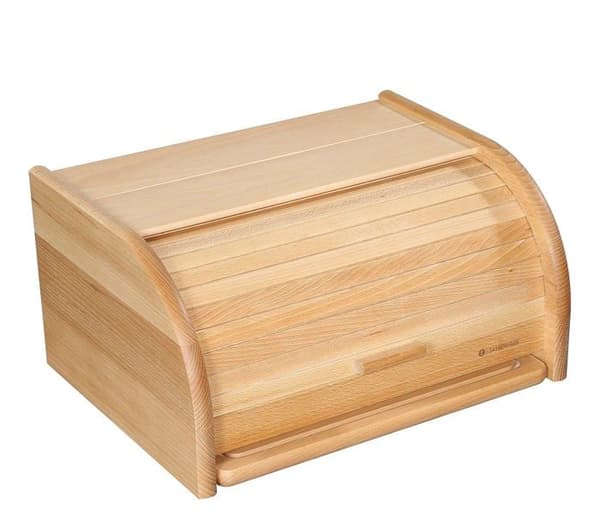 Zassenhaus - 065084 - Lantbrödslåda med rulllock och skärbräda i bok 40 x 30 x 20 cm