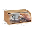Miniatyrbild 4 av 6: Relaxdays Bamboo Bread Box, Brödförvaring, Skjutlock, Mönstrad Baguette Loaf Box, 17x40x27cm, Nature