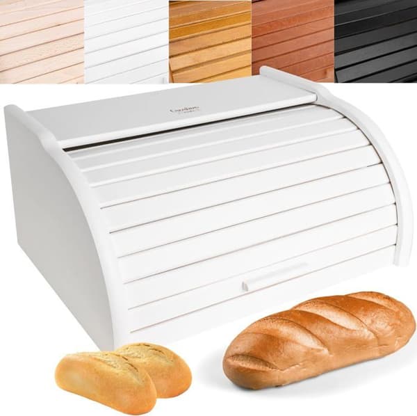 Brödlåda - Kreativt hem - 38 x 28,5 x 17,5 cm - Bokträ - Vit - Modern design