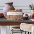 Miniatyrbild 2 av 6: Relaxdays brödkorg, i bambu, med tyginsats, franskmotiv, bröd och croissanter, oval korg, natur-vit