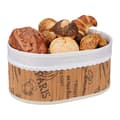 Miniatyrbild 1 av 6: Relaxdays brödkorg, i bambu, med tyginsats, franskmotiv, bröd och croissanter, oval korg, natur-vit