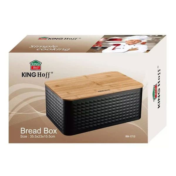 Brödbox - Brödpåse Kinghoff - KH-1713 - Brödbank i stål med bambuskiva