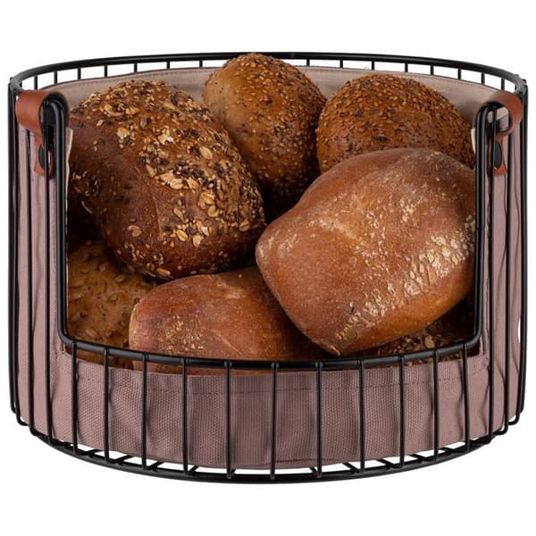 Corbeille - paniere Aps - 30209 - Brödkorg / fruktkorg med bomullspåse, Ø 27,5 cm, höjd 18,5 cm, metall