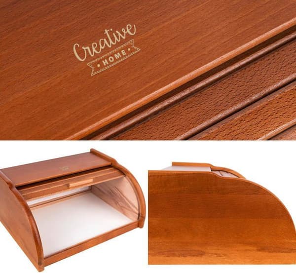 Creative Home Aler Brödlåda | 38 x 28,5 x 17,5 cm | Brödlåda | Brödlåda av trä | Trälåda | Brödkorg
