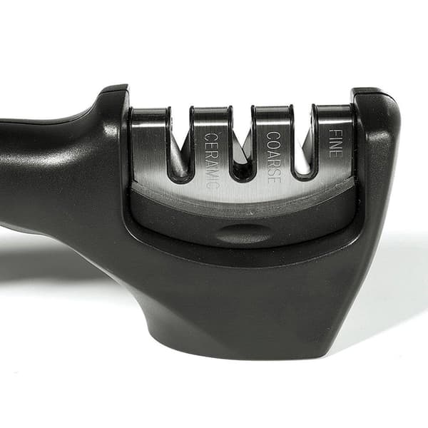 Knivslip med 3 keramiska och diamantbelagda slipar, bladbredd max 4 mm