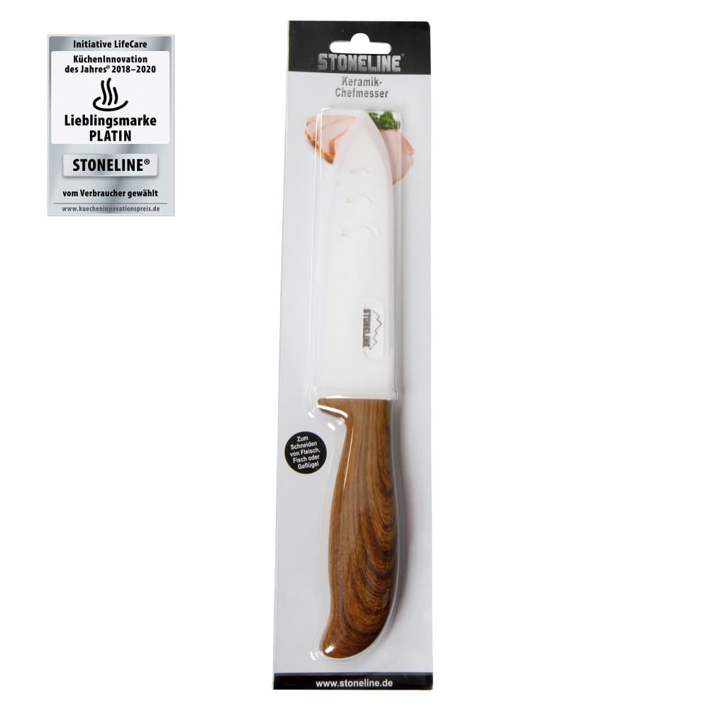 Stoneline Back to Nature Chef's Knife 18313 Keramisk kniv, vit/trä, 1 st