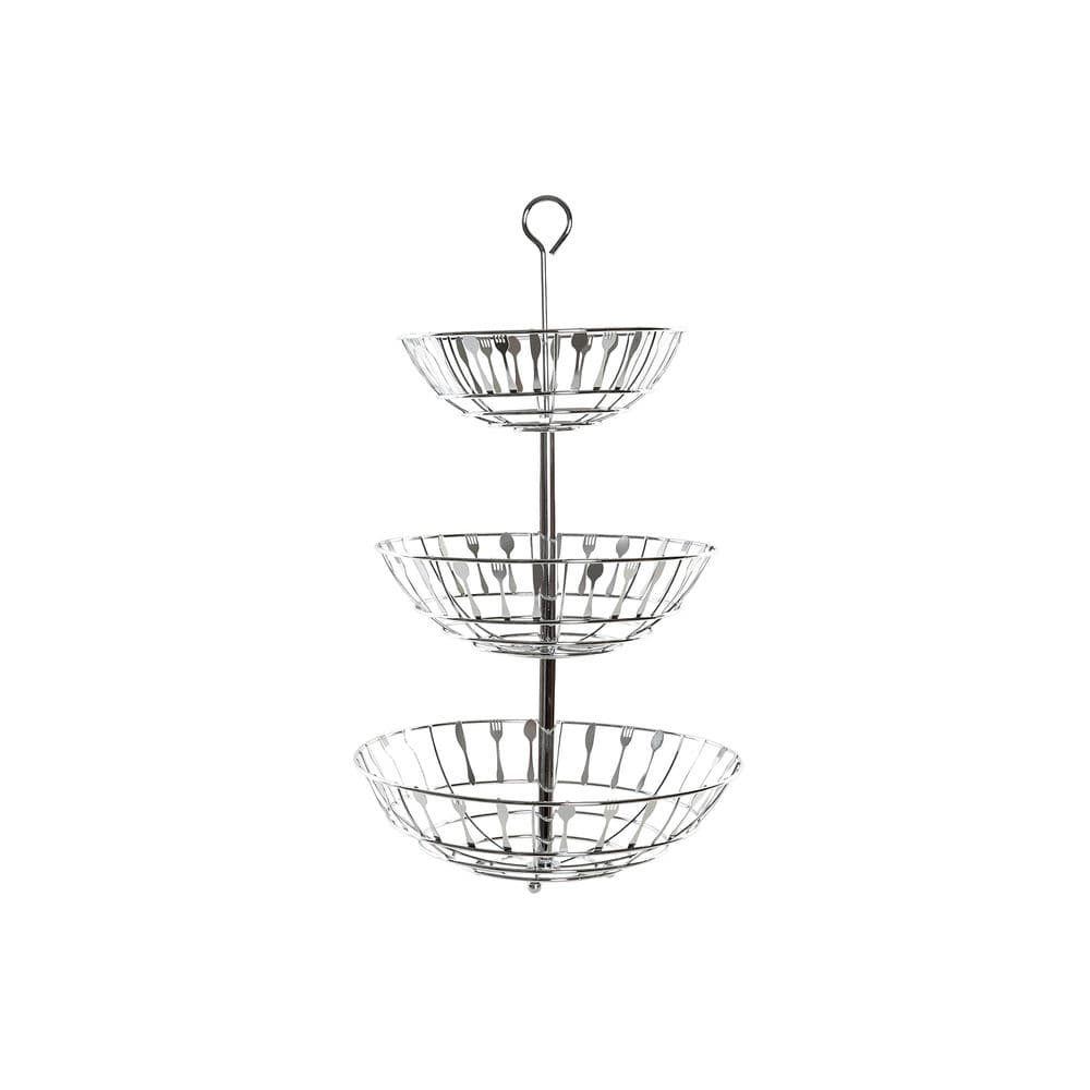 Fruktskål DKD Home Decor Silver Metall Bestick (32 x 28 x 56 cm)