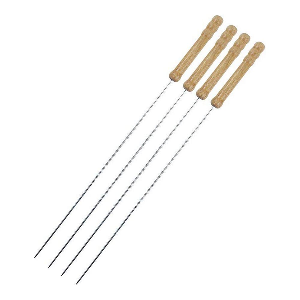 Set med grillspett för barbecue Wooow Metall Trä (4 pcs)