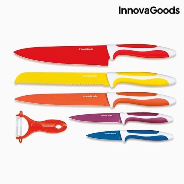 Set med knivar och skalare i rostfritt stål med keramisk beläggning (6 stycken) - Kit Professionel kniv