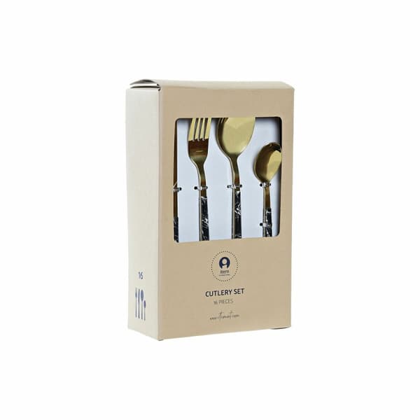 Bestick DKD Home Decor Blå Silvrig Rostfritt stål 16 Delar