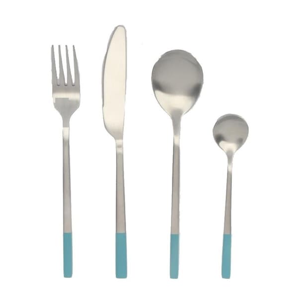 Bestick DKD Home Decor Blå Silvrig Rostfritt stål 16 Delar