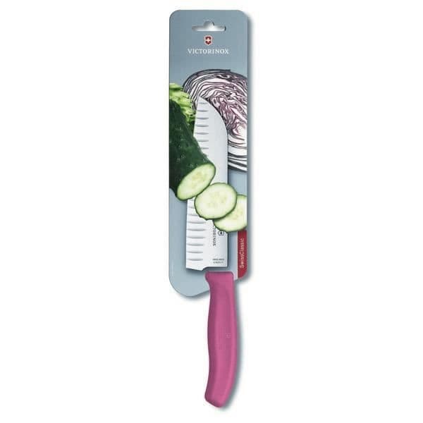 Santoku kniv - VICTORINOX - Swiss Classic - Fibrox Rosa - Honeycomb blad 17 cm