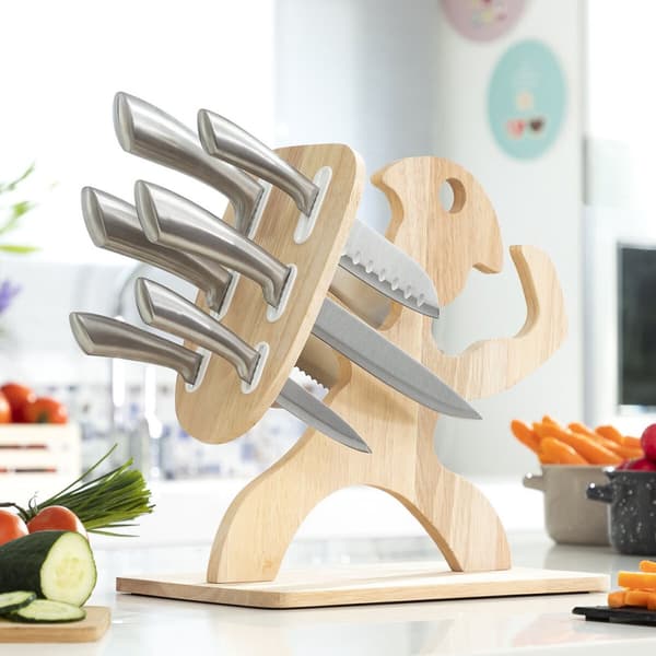 BRUKT Sett med kniver med trebunn Spartan InnovaGoods 7 Deler Tre (Fikset A+)