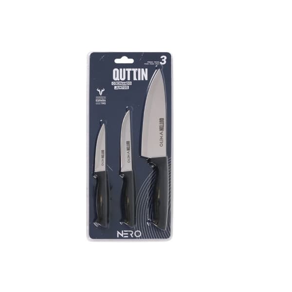 Knivsæt Quttin Nero Sort Sølvfarvet 3 Dele (12 enheder)