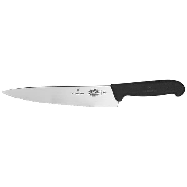 Victorinox Kniv Fibrox Carving 22 Cm Bølge Edge Sort,Søvfarvet