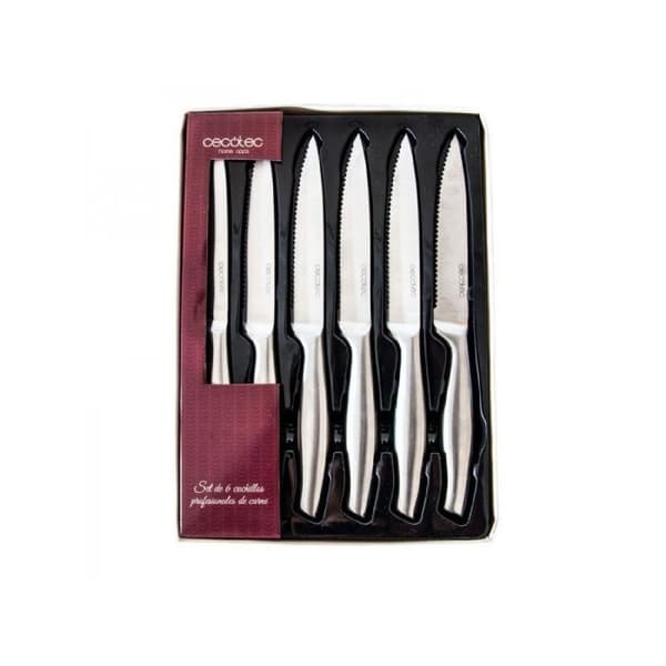 Cecotec Set of 6 professional serrated meat knives, with 2-mm thick blade.