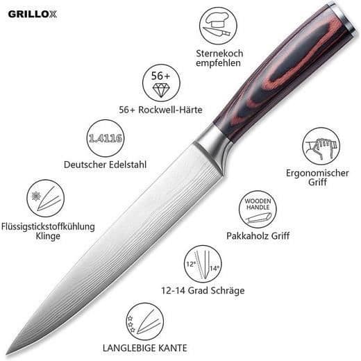 MAVURA köttkniv »GRILLOX köttkniv sniderkniv professionell kockkniv 20cm kökskniv kökskniv