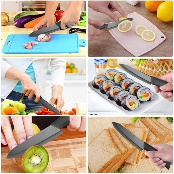 5 st/set Keramisk kniv, köksknivset Kockknivar för att skära frukt grönsaker kött svart