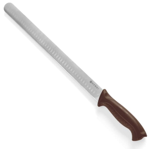 Kniv til skinke og laksekugle skåret HACCP lang 490mm - brun - HENDI 842966