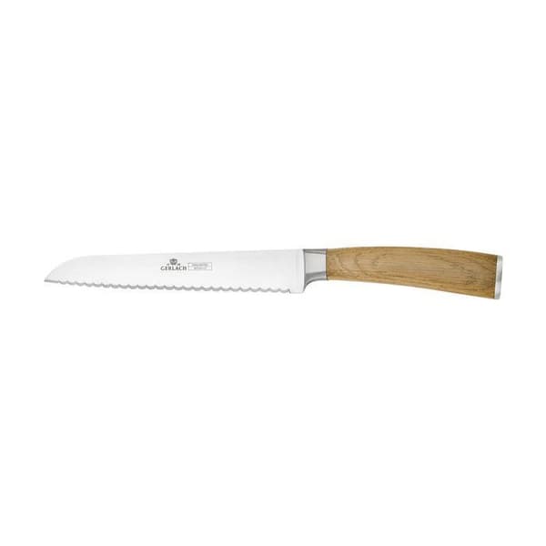 Set med 5 Gerlach knivar, rostfritt stål, ekblock, Natur